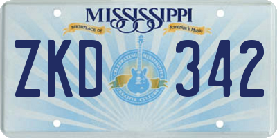 MS license plate ZKD342
