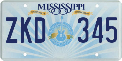 MS license plate ZKD345