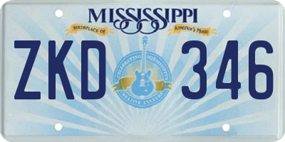 MS license plate ZKD346
