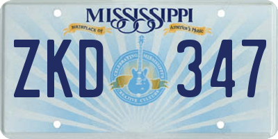 MS license plate ZKD347