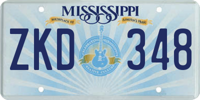 MS license plate ZKD348