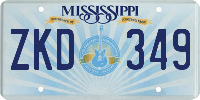 MS license plate ZKD349