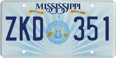 MS license plate ZKD351