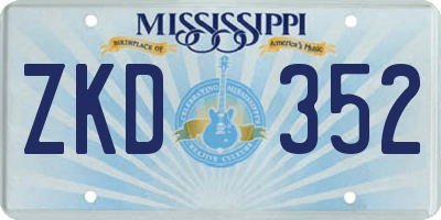 MS license plate ZKD352