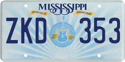 MS license plate ZKD353