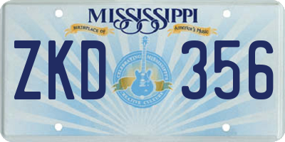 MS license plate ZKD356