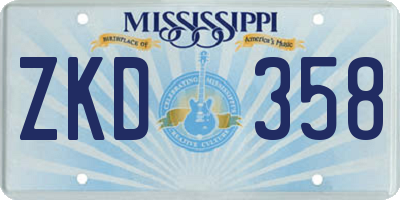 MS license plate ZKD358
