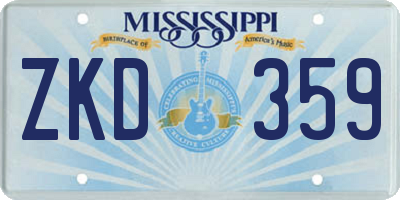 MS license plate ZKD359