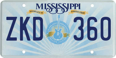 MS license plate ZKD360