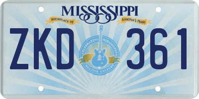 MS license plate ZKD361