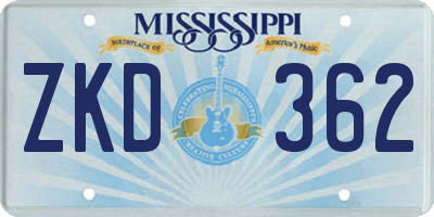 MS license plate ZKD362