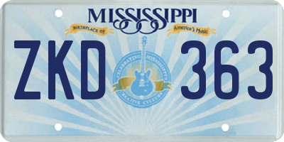 MS license plate ZKD363