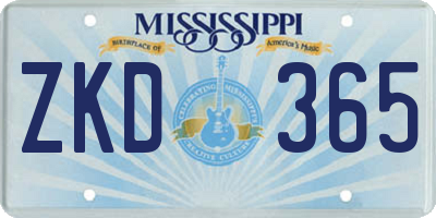 MS license plate ZKD365