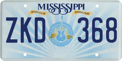 MS license plate ZKD368
