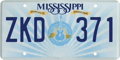 MS license plate ZKD371