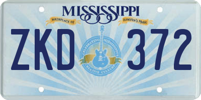 MS license plate ZKD372