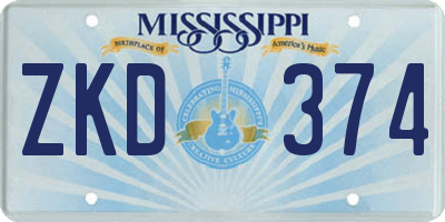 MS license plate ZKD374