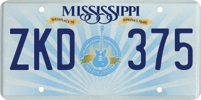 MS license plate ZKD375
