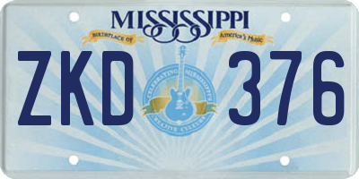MS license plate ZKD376