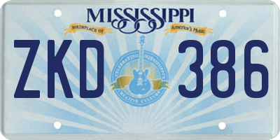 MS license plate ZKD386