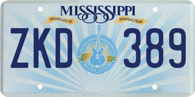 MS license plate ZKD389