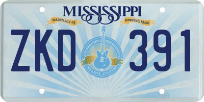 MS license plate ZKD391