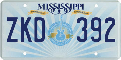 MS license plate ZKD392