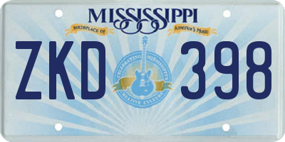 MS license plate ZKD398