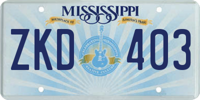MS license plate ZKD403