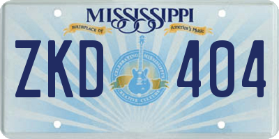 MS license plate ZKD404