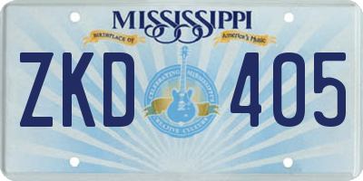MS license plate ZKD405