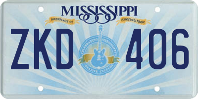 MS license plate ZKD406