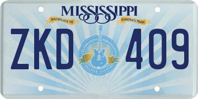 MS license plate ZKD409