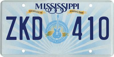 MS license plate ZKD410