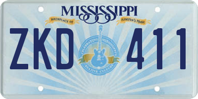 MS license plate ZKD411