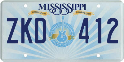 MS license plate ZKD412
