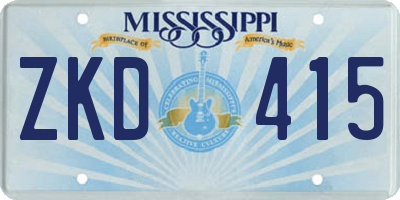 MS license plate ZKD415