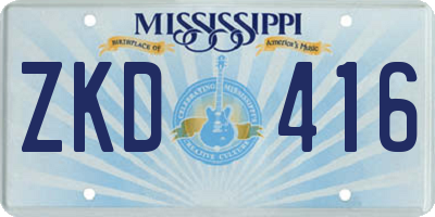 MS license plate ZKD416