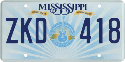 MS license plate ZKD418