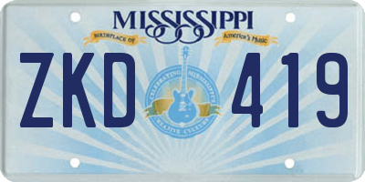 MS license plate ZKD419