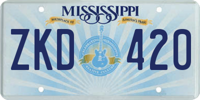 MS license plate ZKD420
