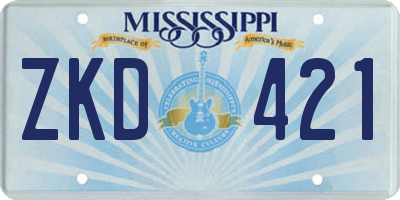 MS license plate ZKD421