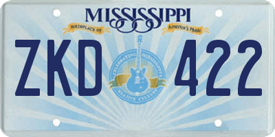 MS license plate ZKD422
