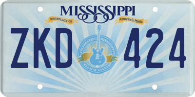 MS license plate ZKD424