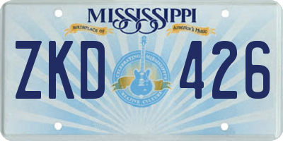 MS license plate ZKD426