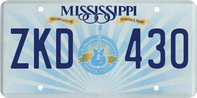 MS license plate ZKD430