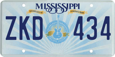 MS license plate ZKD434