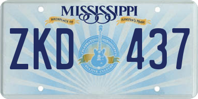 MS license plate ZKD437