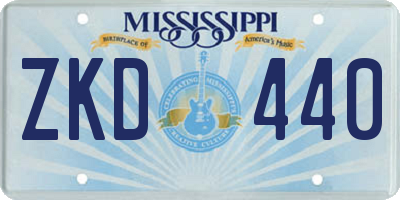 MS license plate ZKD440