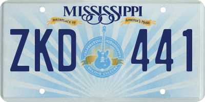 MS license plate ZKD441